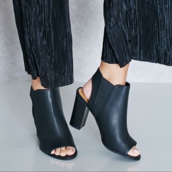 ASOS Shoes - Black Block Heel Peep Toe Slingback Mule Bootie